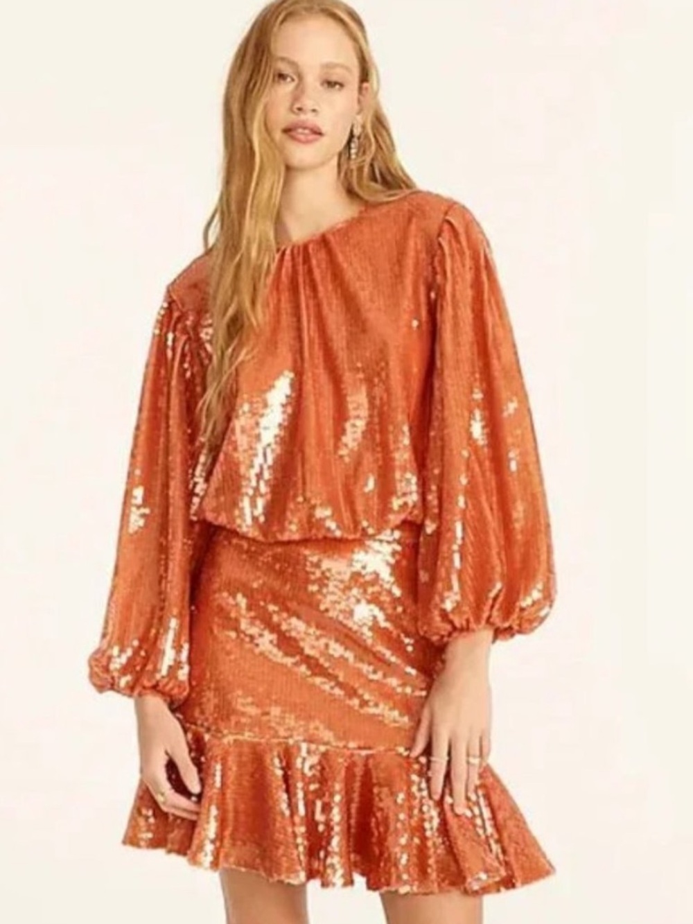 J.Crew Sequin Bubble-sleeve Sequin Crop Size S and Flouncy Sequins Skirt size 2